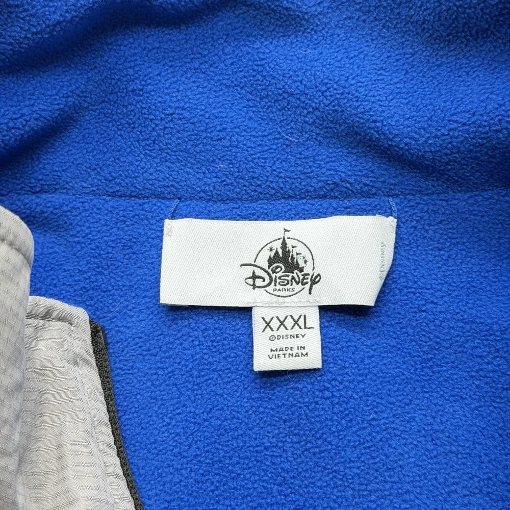 Disney Vest Mens 3XL Blue Reversible Hooded Fleece Lined Full Zip Pockets